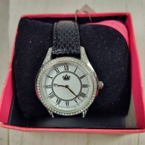 JUICY COUTURE Womens Lively Black Exotic Silver Tone Watch 1900798 NEW